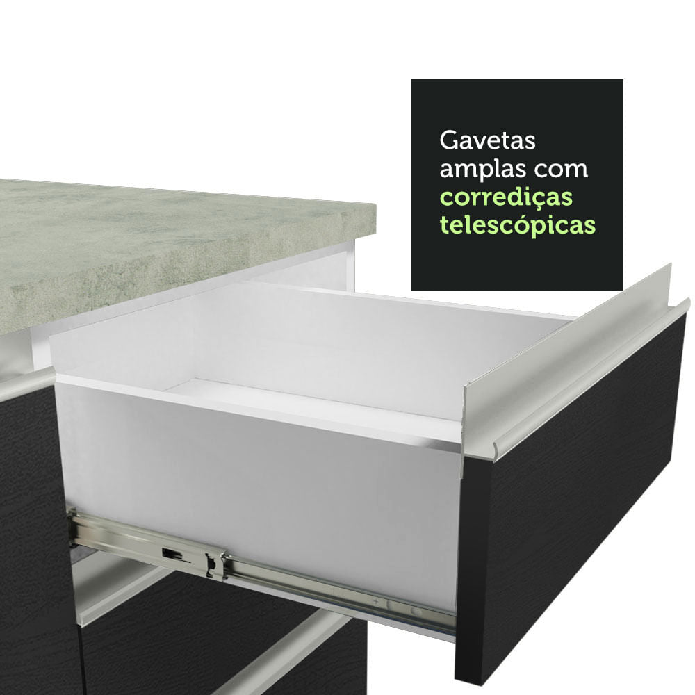 Armário de Cozinha Compacta 200cm Branco/Preto Glamy Madesa 08