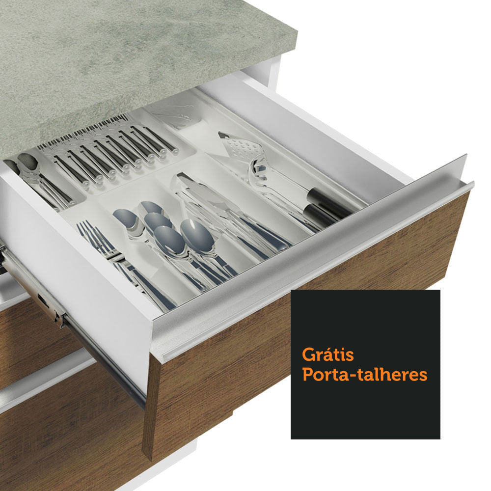 Armário de Cozinha Compacta 200cm Branco/Rustic Glamy Madesa 08