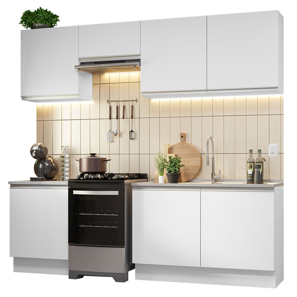 Armário de Cozinha Completa 240cm Branco Glamy Madesa 09 - Branco