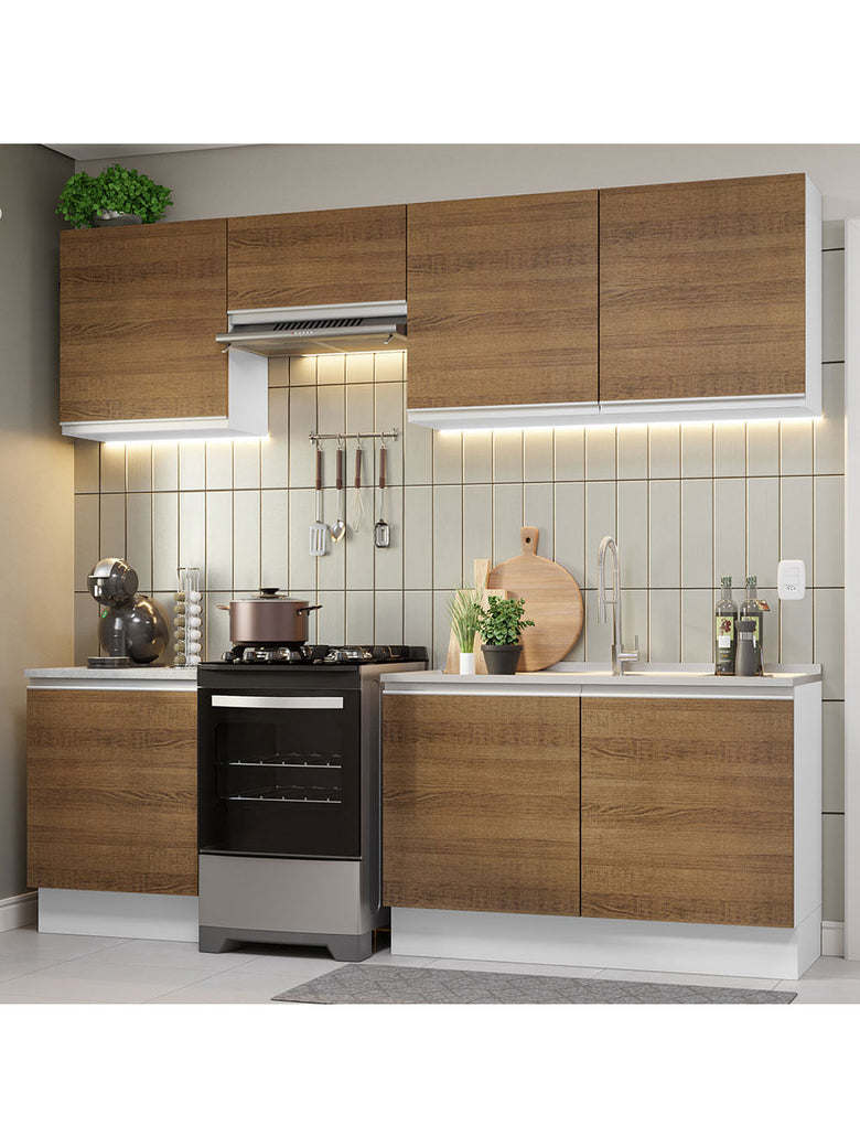 Armário de Cozinha Completa 240cm Branco/Rustic Glamy Madesa 09