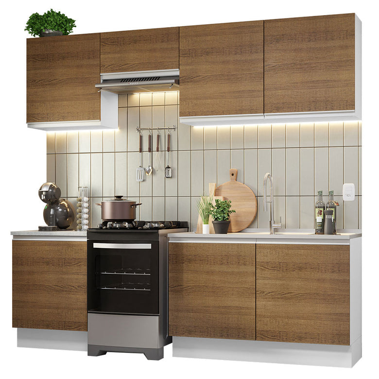 Armário de Cozinha Completa 240cm Branco/Rustic Glamy Madesa 09