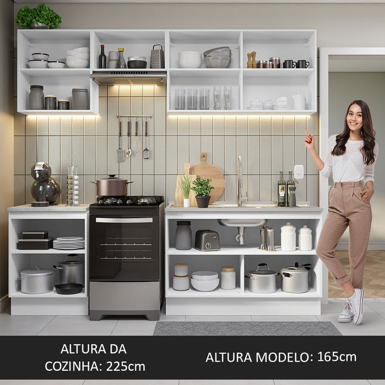 Armário de Cozinha Completa 240cm Branco/Rustic Glamy Madesa 09