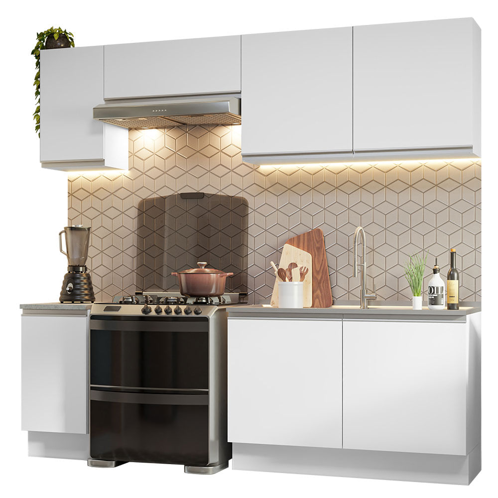 Armário de Cozinha Completa 240cm Branco Glamy Madesa 10 - Branco