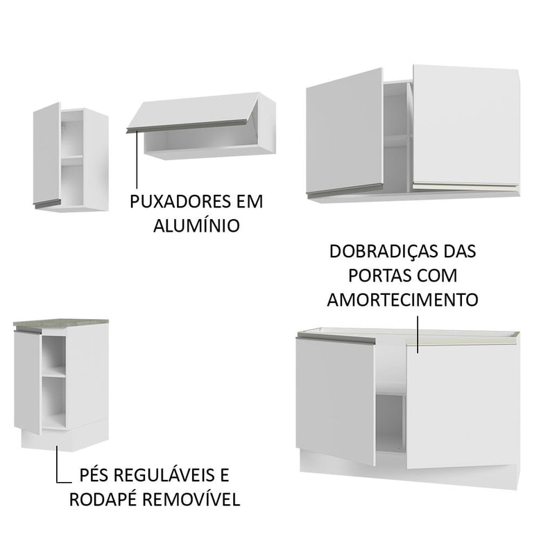 Armário de Cozinha Completa 240cm Branco Glamy Madesa 10
