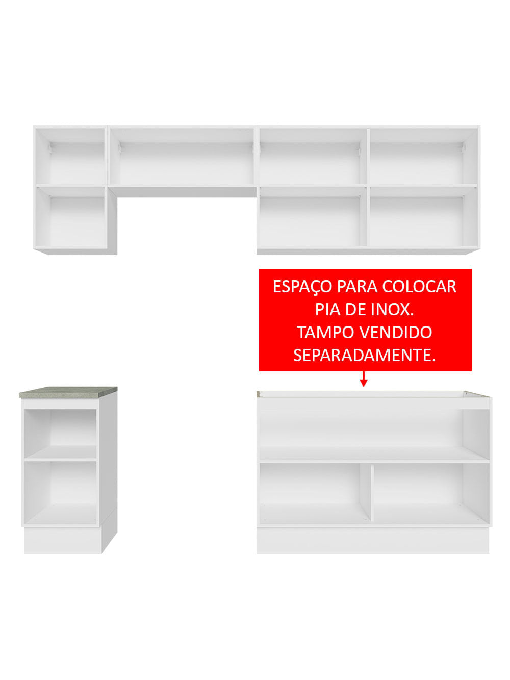 Armário de Cozinha Completa 240cm Branco Glamy Madesa 10