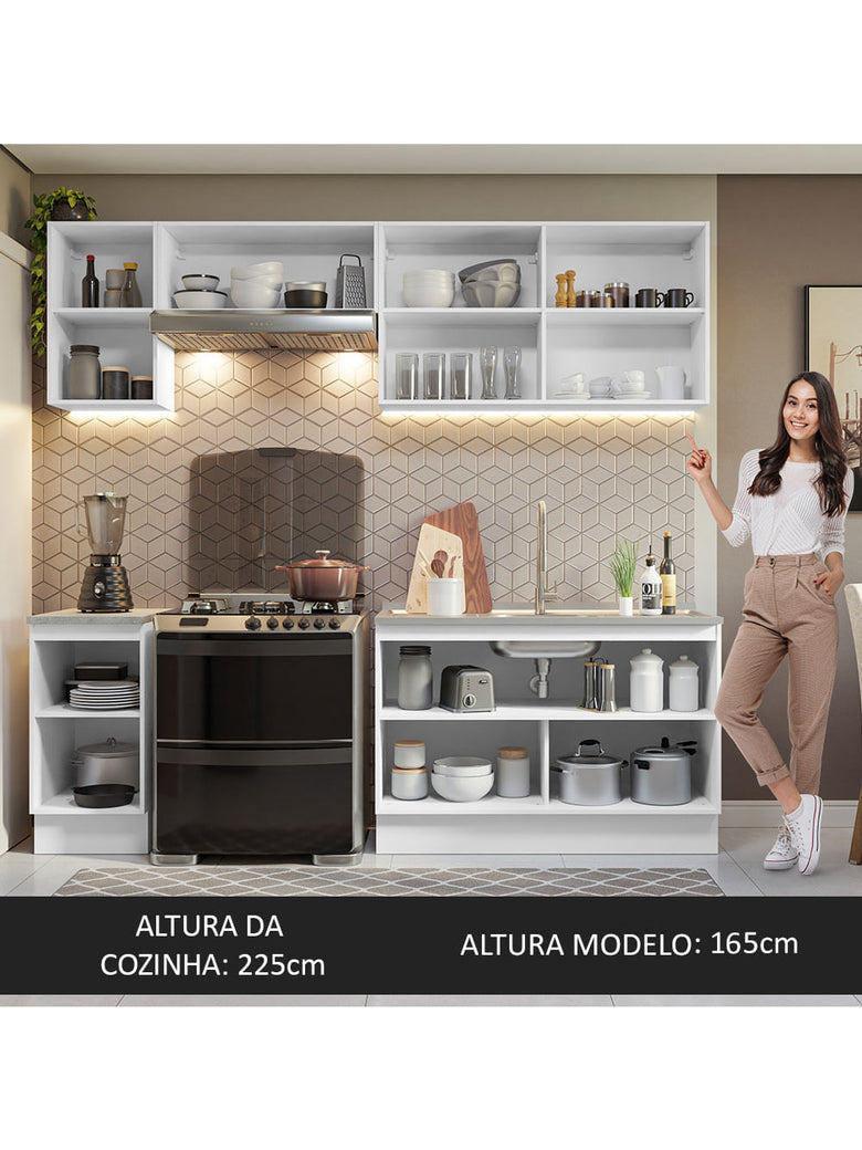Armário de Cozinha Completa 240cm Branco Glamy Madesa 10