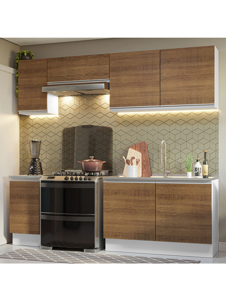Armário de Cozinha Completa 240cm Branco/Rustic Glamy Madesa 10