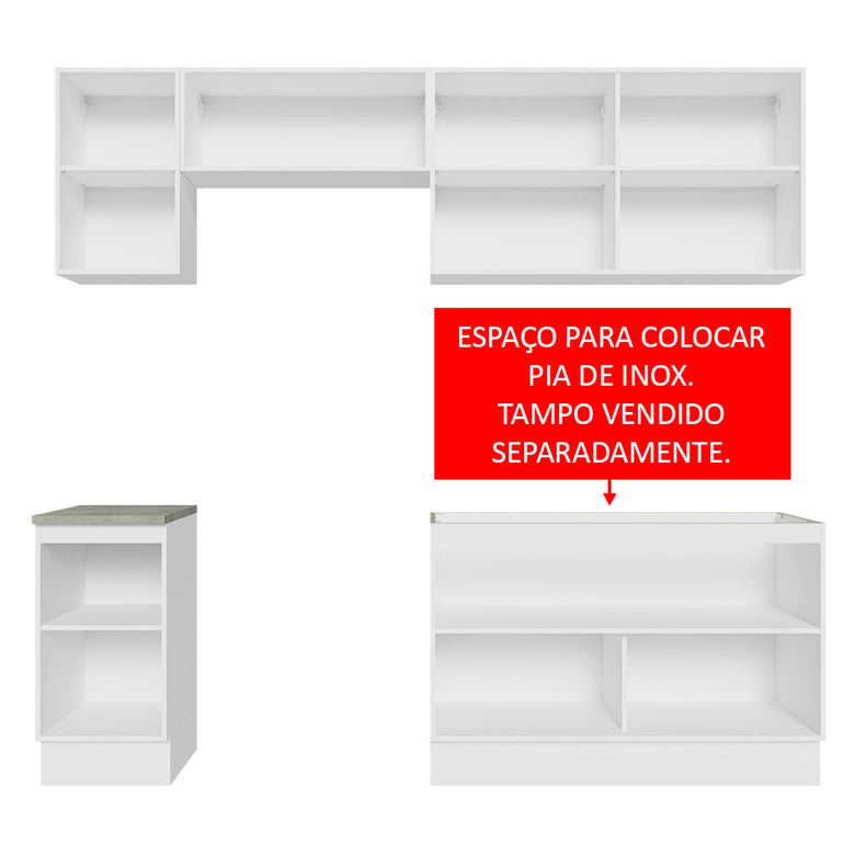 Armário de Cozinha Completa 240cm Branco/Rustic Glamy Madesa 10