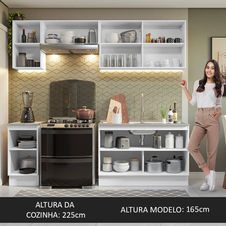 Armário de Cozinha Completa 240cm Branco/Rustic Glamy Madesa 10