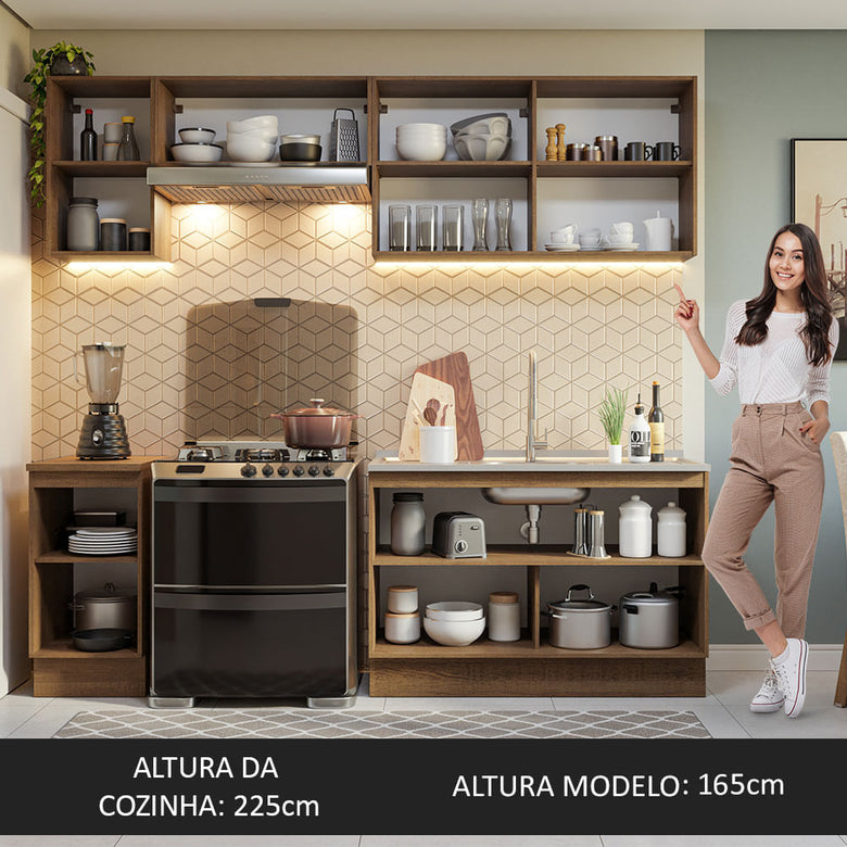 Armário de Cozinha Completa 240cm Rustic Glamy Madesa 10