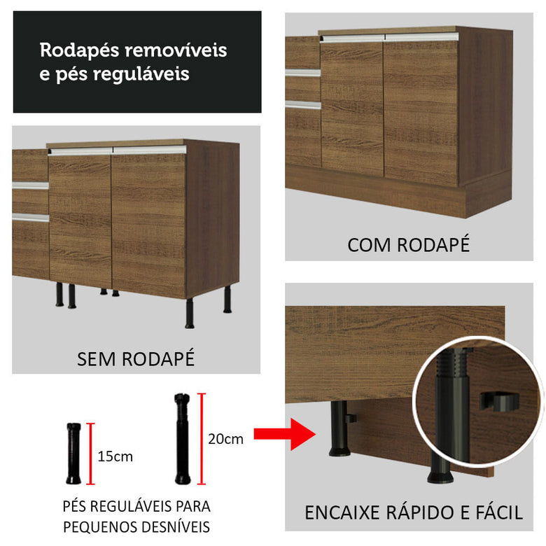 Armário de Cozinha Completa 240cm Rustic Glamy Madesa 10