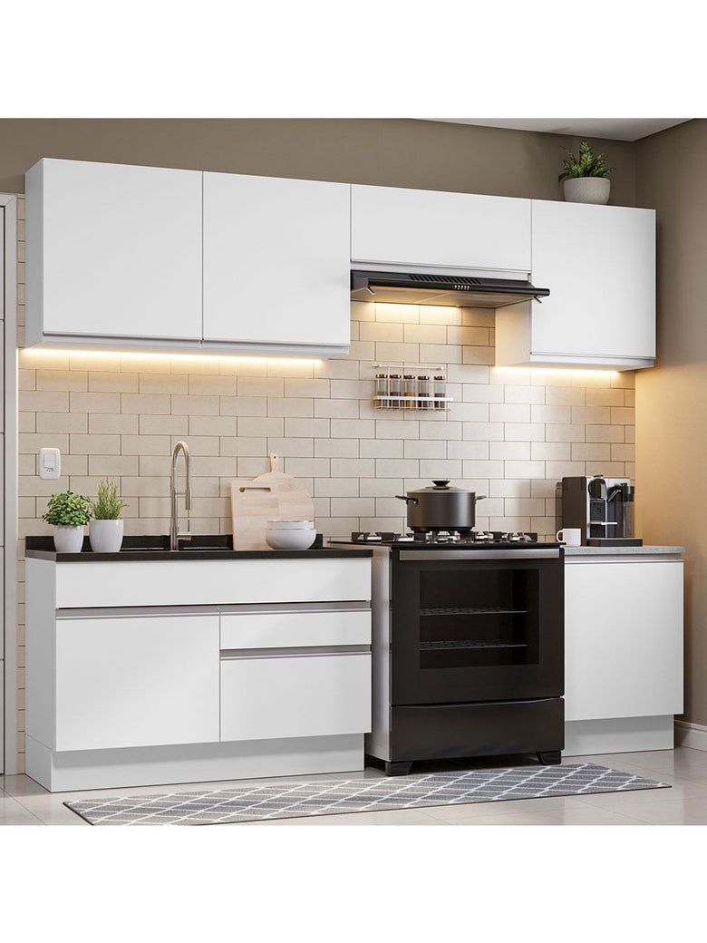 Armário de Cozinha Completa 260cm Branco Glamy Madesa 04
