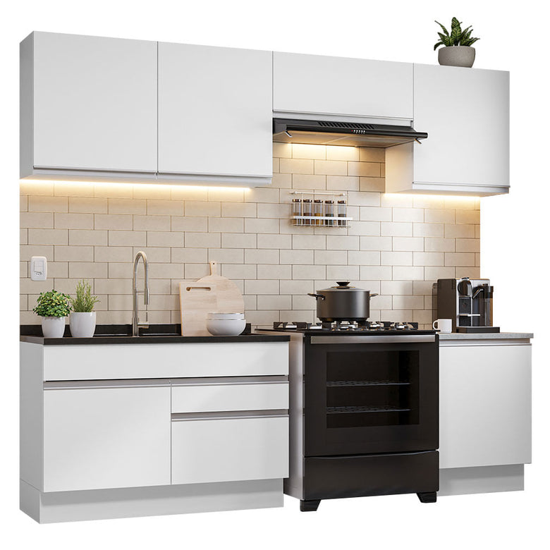 Armário de Cozinha Completa 260cm Branco Glamy Madesa 04