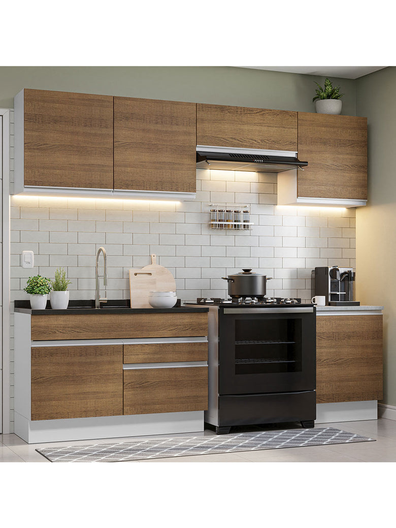 Armário de Cozinha Completa 260cm Branco/Rustic Glamy Madesa 04
