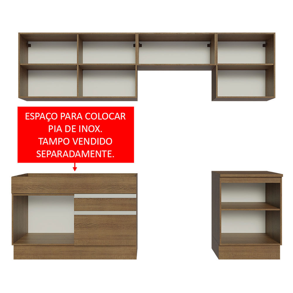 Armário de Cozinha Completa 260cm Rustic Glamy Madesa 04