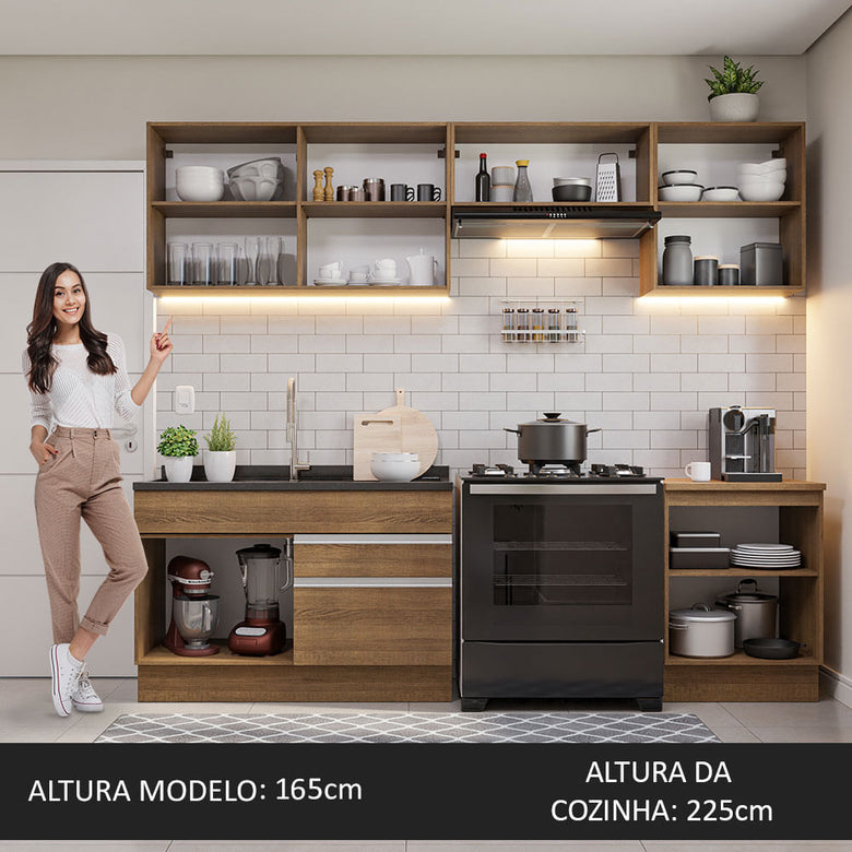 Armário de Cozinha Completa 260cm Rustic Glamy Madesa 04