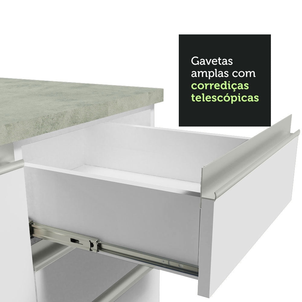 Armário de Cozinha Completa 260cm Branco Glamy Madesa 05