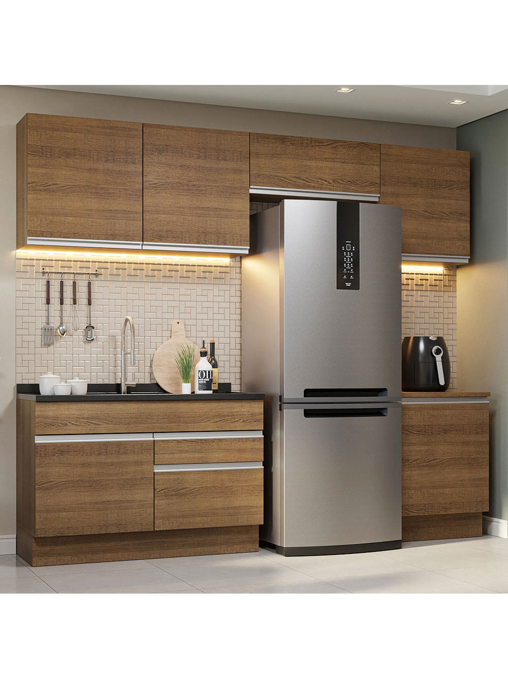 Armário de Cozinha Completa 260cm Rustic Glamy Madesa 05 - Rustic