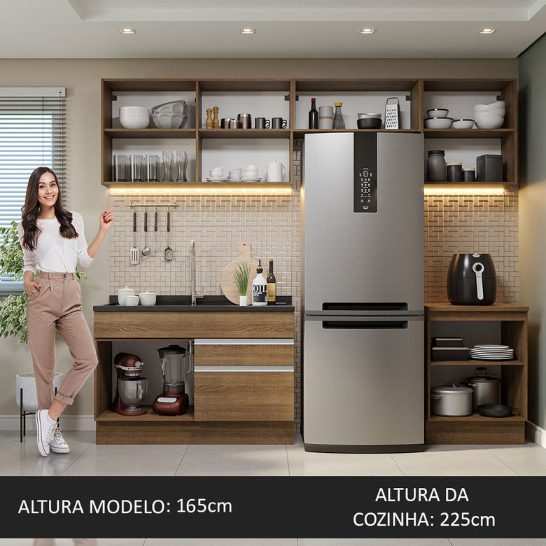Armário de Cozinha Completa 260cm Rustic Glamy Madesa 05