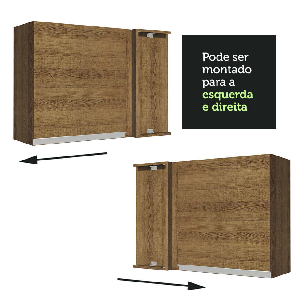 Armário Aéreo de Canto Madesa Glamy 1 Porta Rustic