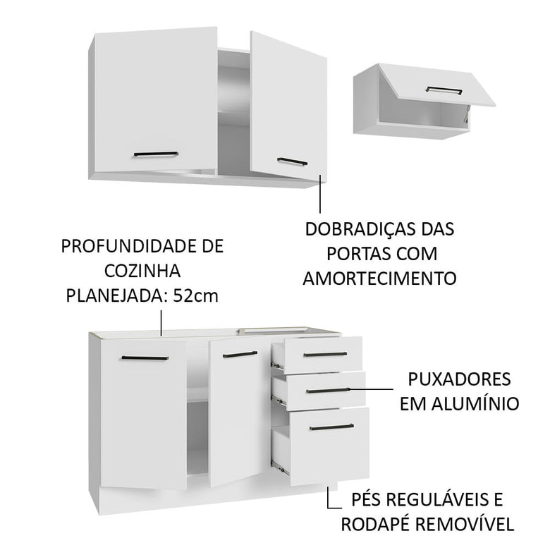 Armário de  Cozinha Compacta 180cm Branco Agata Madesa 09