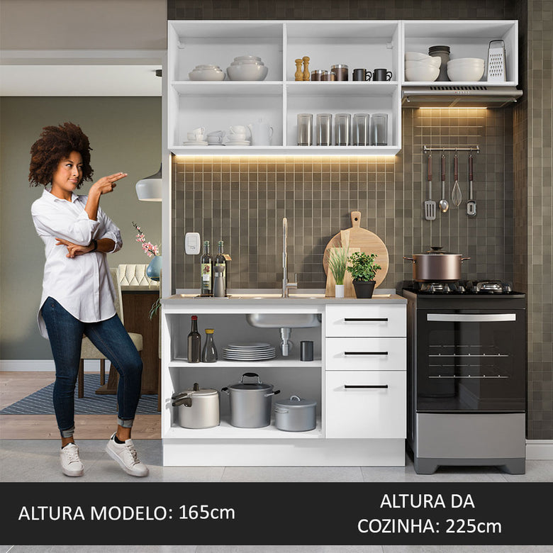 Armário de  Cozinha Compacta 180cm Branco Agata Madesa 09