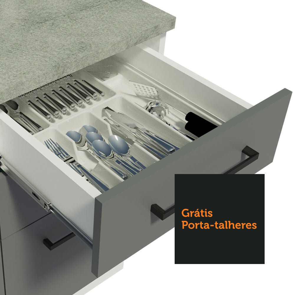 Armário de  Cozinha Compacta 180cm Branco/Cinza Agata Madesa 09