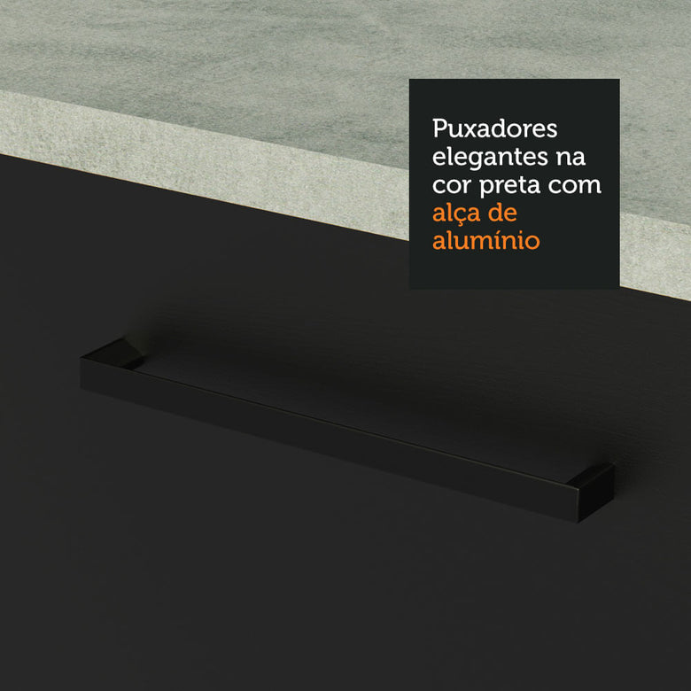 Armário de  Cozinha Compacta 180cm Branco/Preto Agata Madesa 09