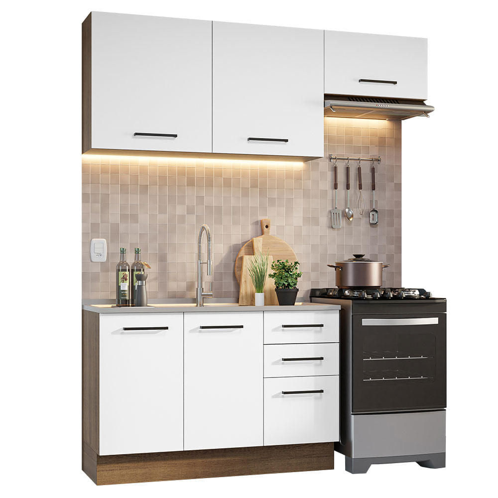 Armário de  Cozinha Compacta 180cm Rustic/Branco Agata Madesa 09 - Rustic/Branco