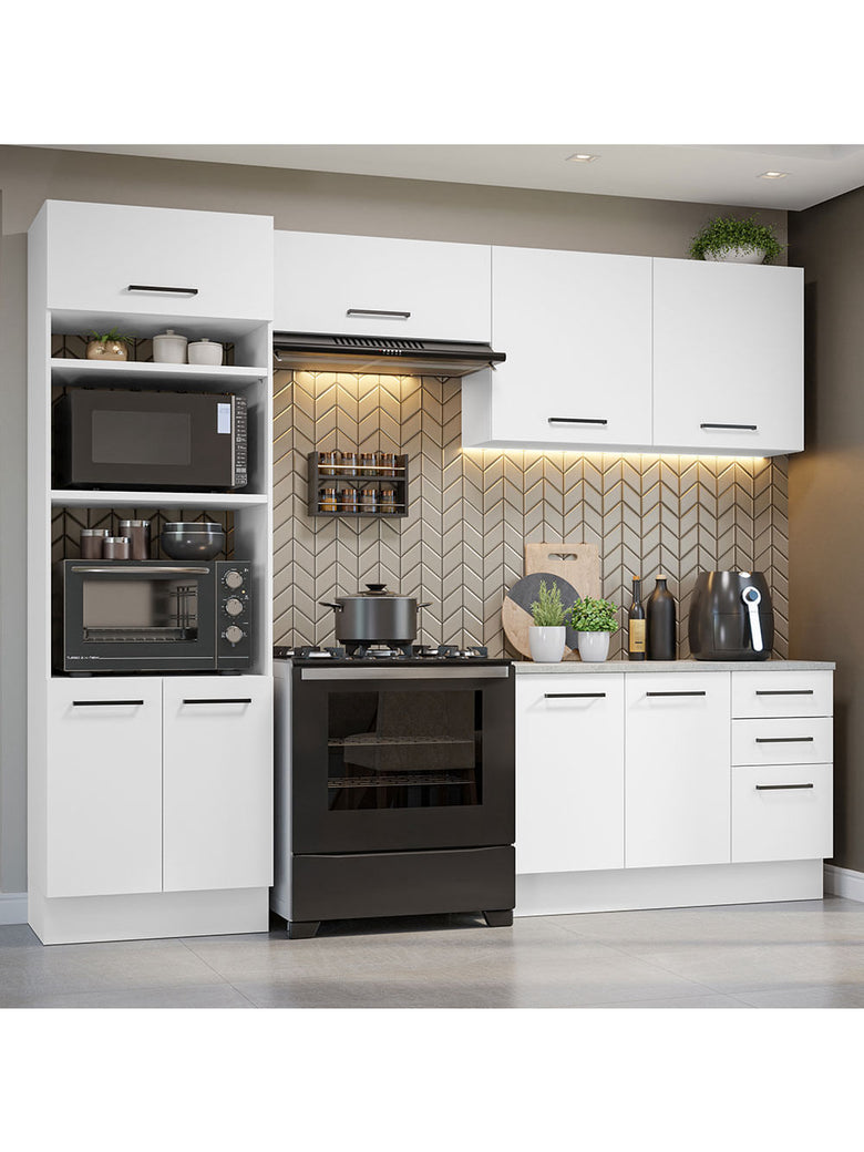 Armário de  Cozinha Completa 270cm Branco Agata Madesa 07