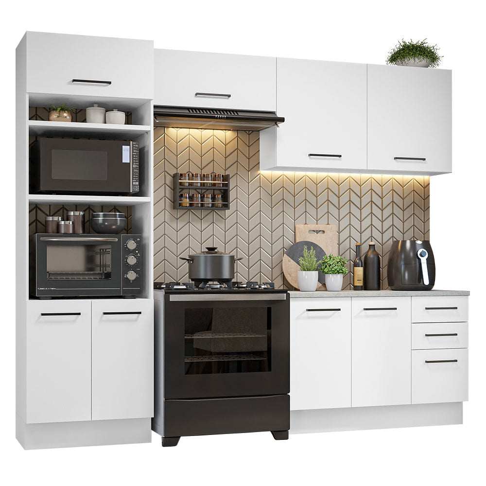 Armário de  Cozinha Completa 270cm Branco Agata Madesa 07 - Branco