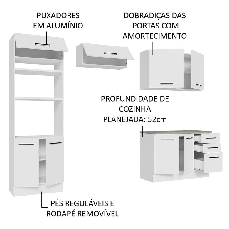 Armário de  Cozinha Completa 270cm Branco Agata Madesa 07