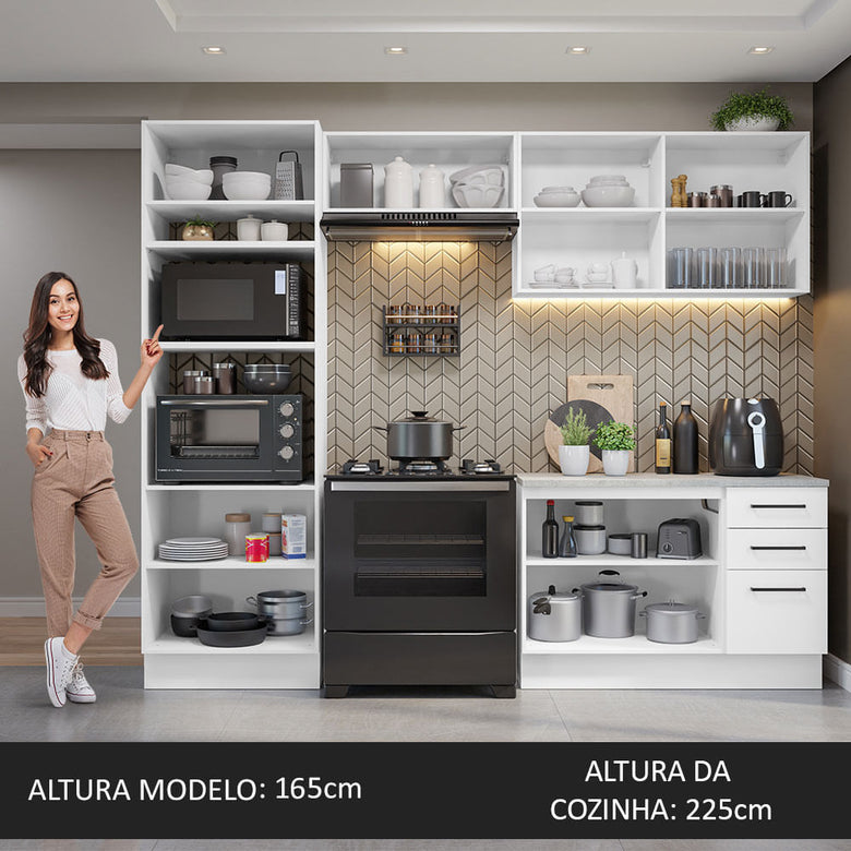 Armário de  Cozinha Completa 270cm Branco Agata Madesa 07