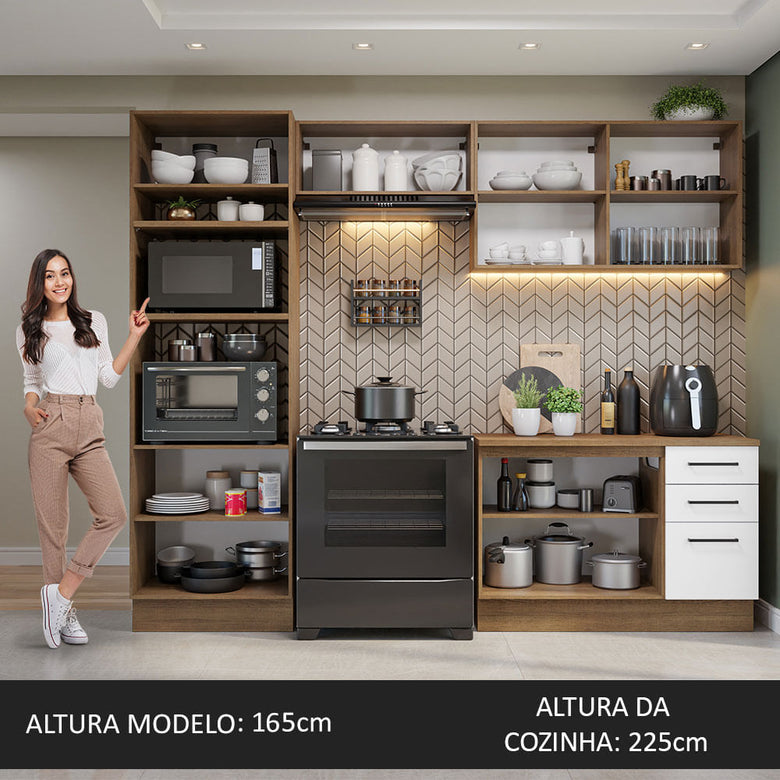 Armário de  Cozinha Completa 270cm Rustic/Branco Agata Madesa 07