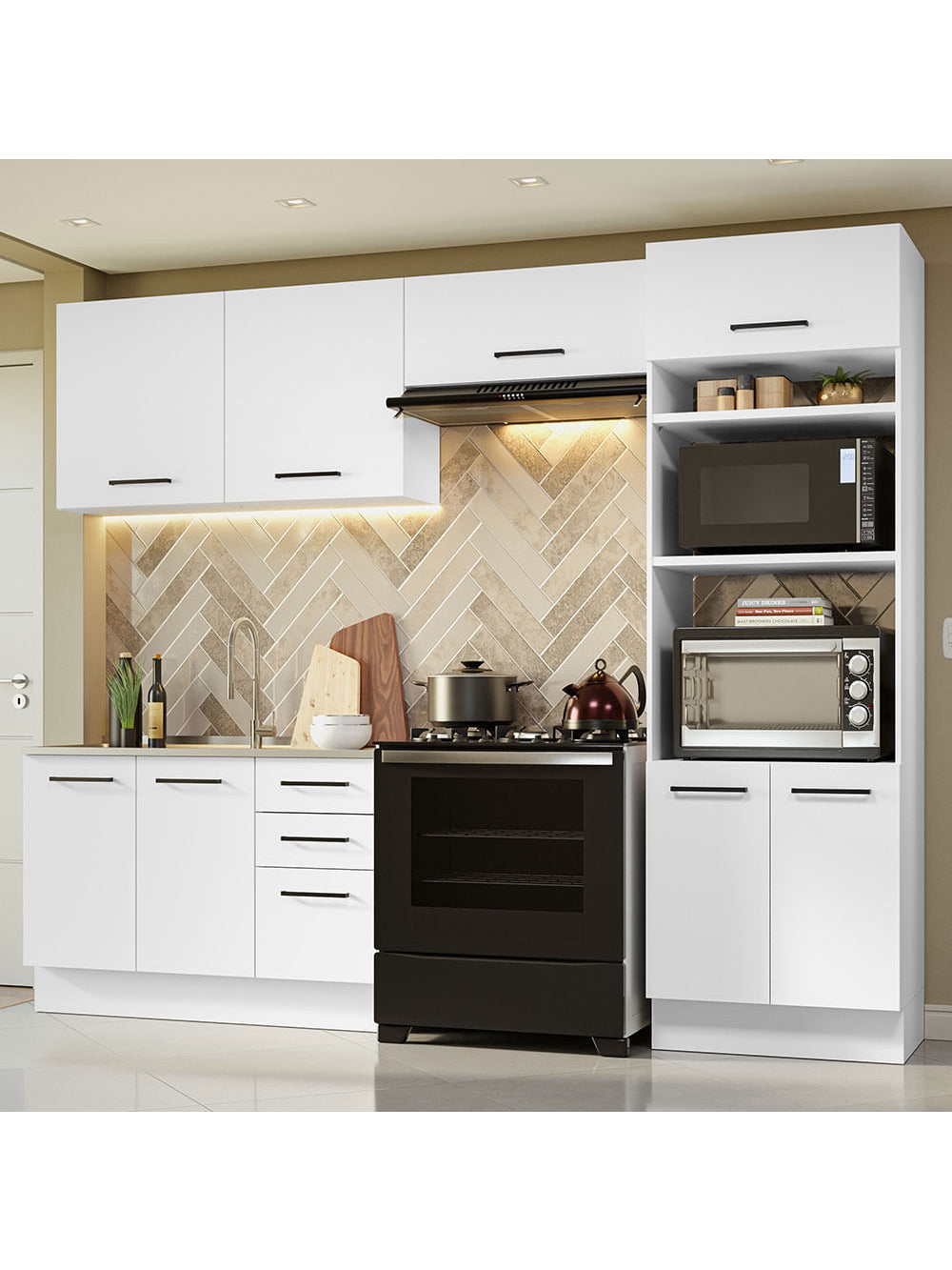 Armário de  Cozinha Completa 270cm Branco Agata Madesa 08 - Branco