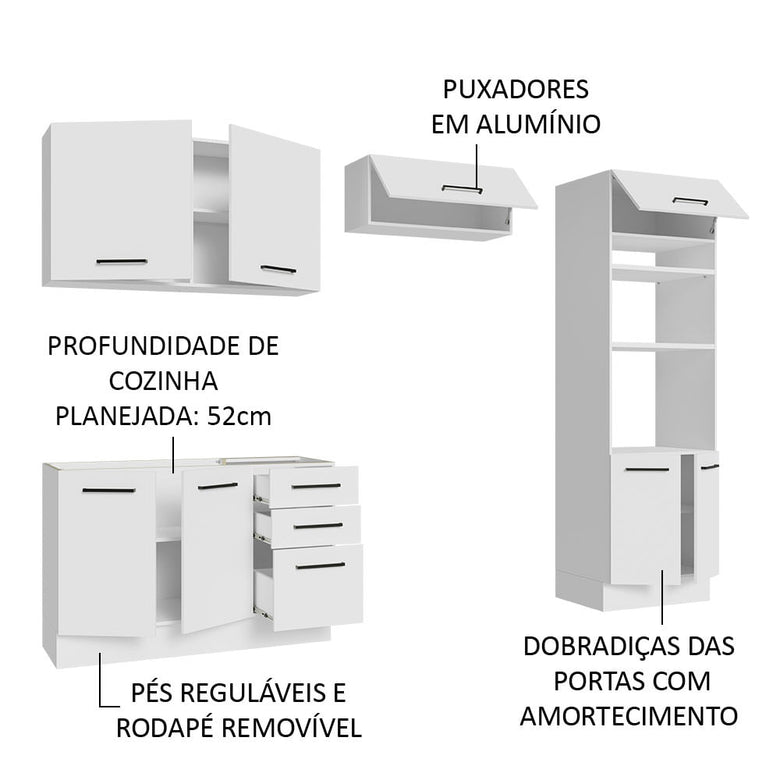 Armário de  Cozinha Completa 270cm Branco Agata Madesa 08