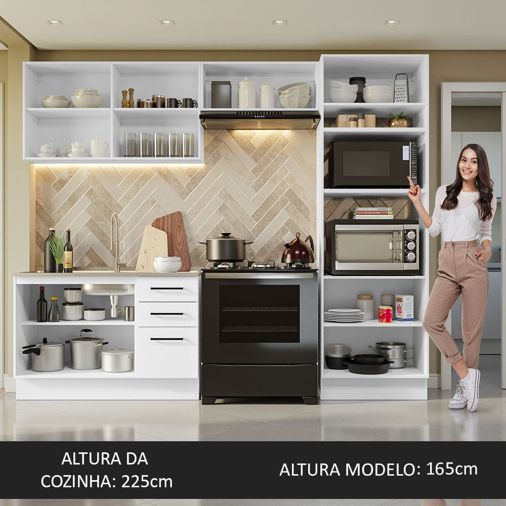 Armário de  Cozinha Completa 270cm Branco Agata Madesa 08