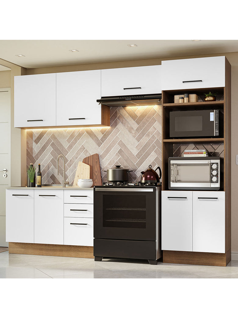 Armário de  Cozinha Completa 270cm Rustic/Branco Agata Madesa 08