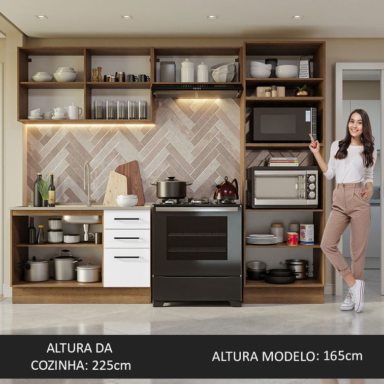 Armário de  Cozinha Completa 270cm Rustic/Branco Agata Madesa 08