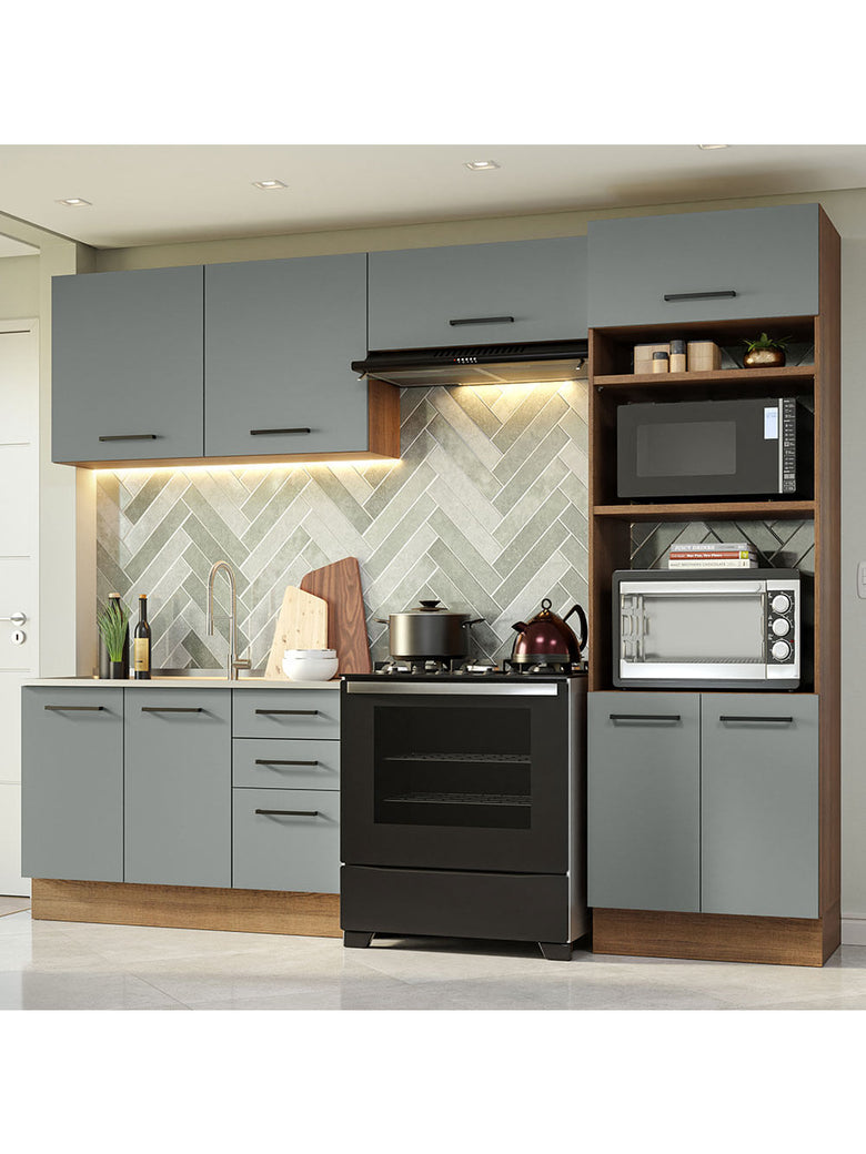 Armário de  Cozinha Completa 270cm Rustic/Cinza Agata Madesa 08