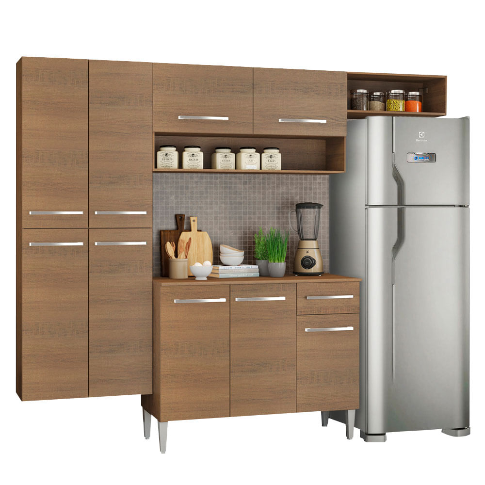 Armário de Cozinha Completa 229cm Rustic Emilly Fit Madesa 03 - Rustic