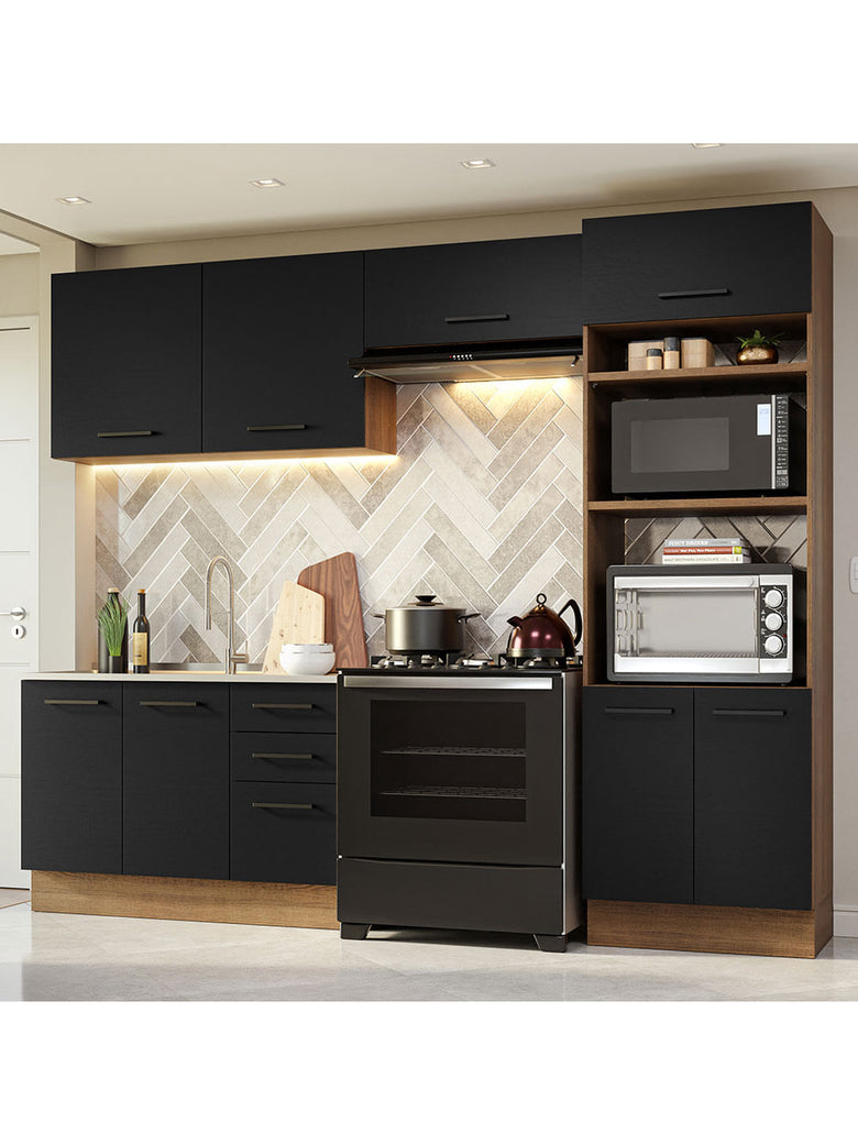 Armário de  Cozinha Completa 270cm Rustic/Preto Agata Madesa 08