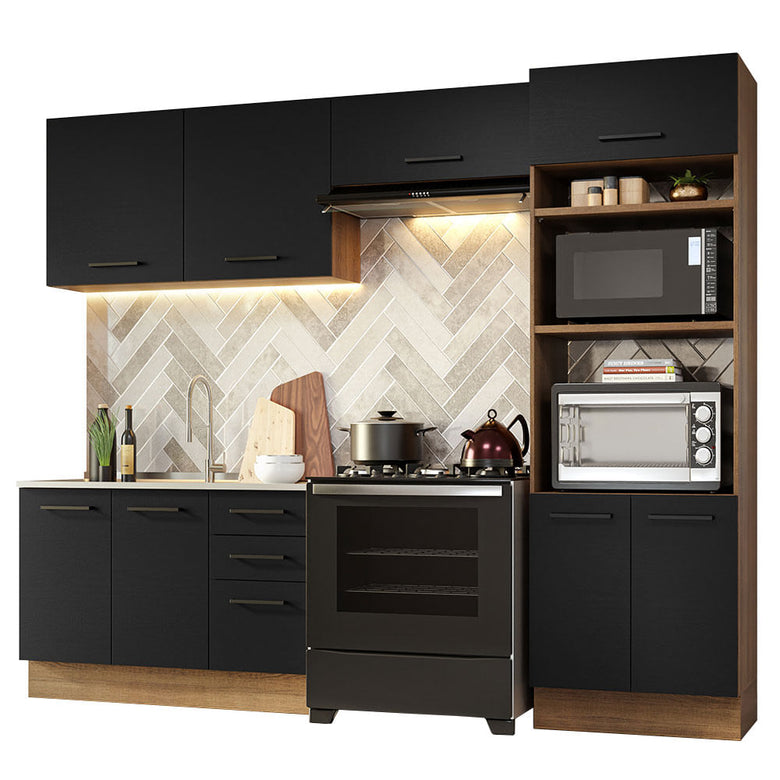 Armário de  Cozinha Completa 270cm Rustic/Preto Agata Madesa 08