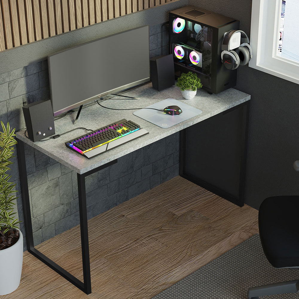 Mesa de Escritório Industrial Cinza 120cm Mood Madesa