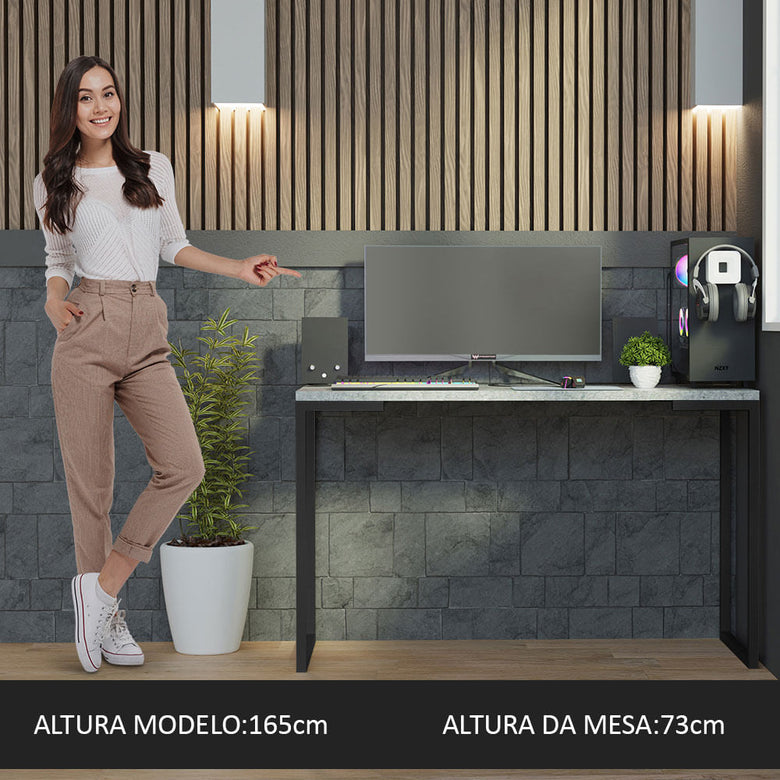 Mesa de Escritório Industrial Cinza 120cm Mood Madesa