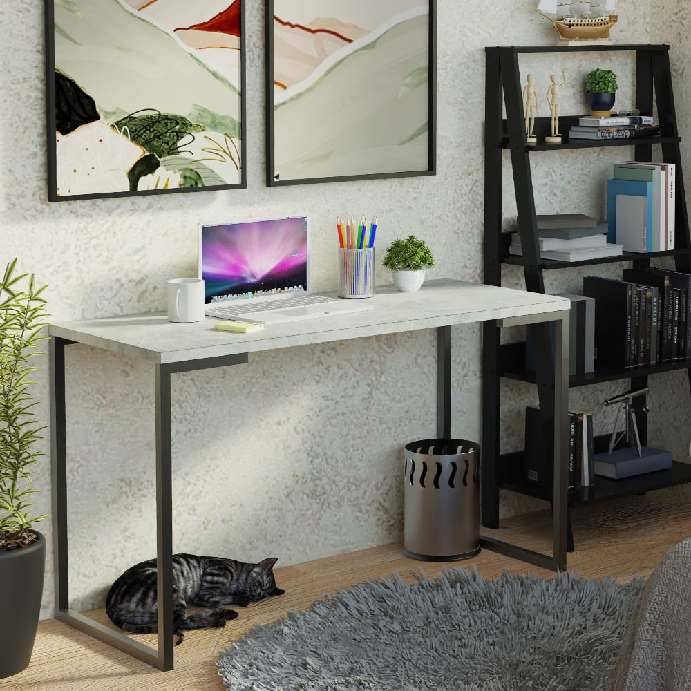 Mesa de Escritório Industrial Cinza 120cm Mood Madesa