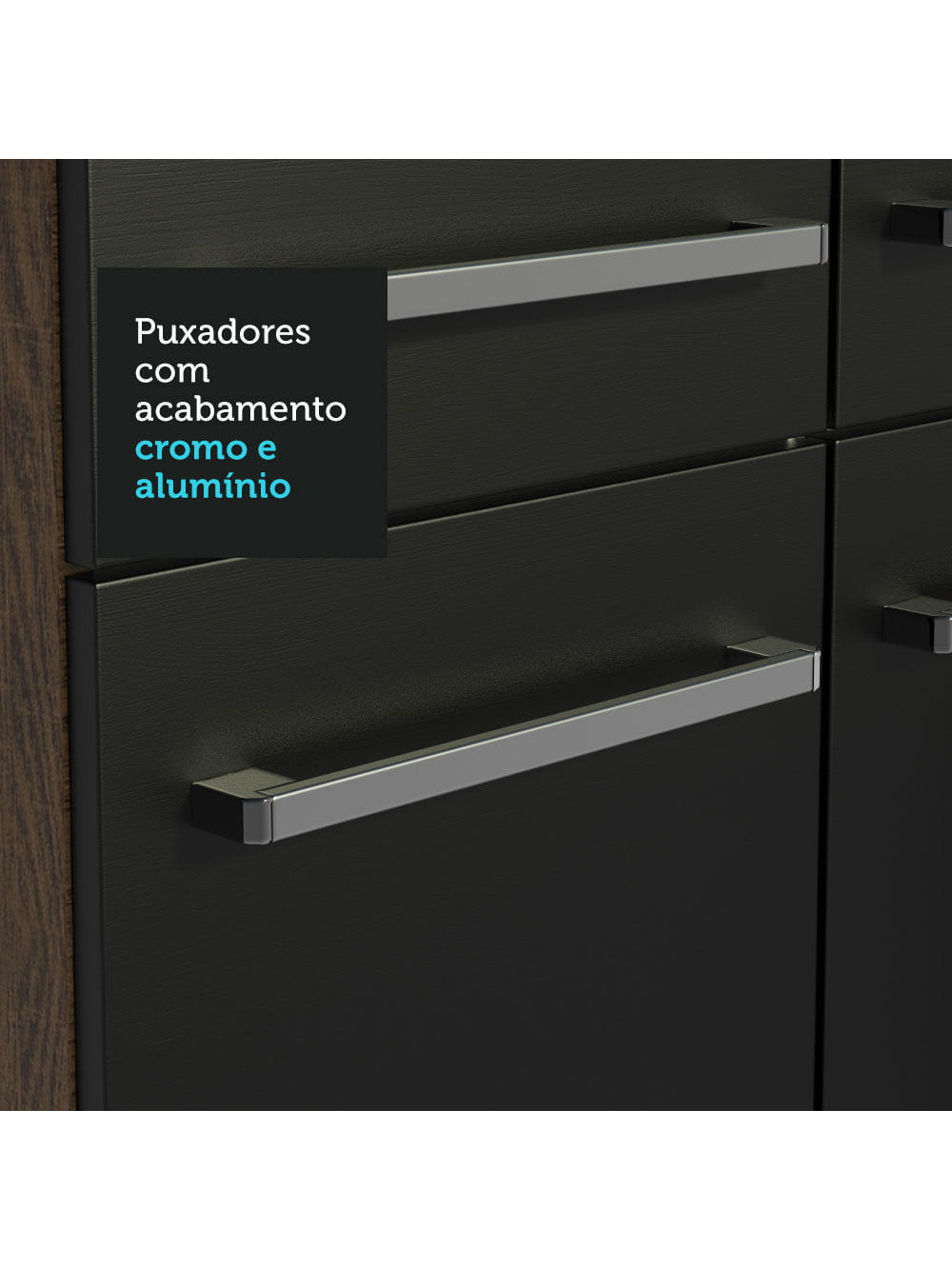 Armário de Cozinha Completa 261cm Rustic/Preto Emilly Hit Madesa