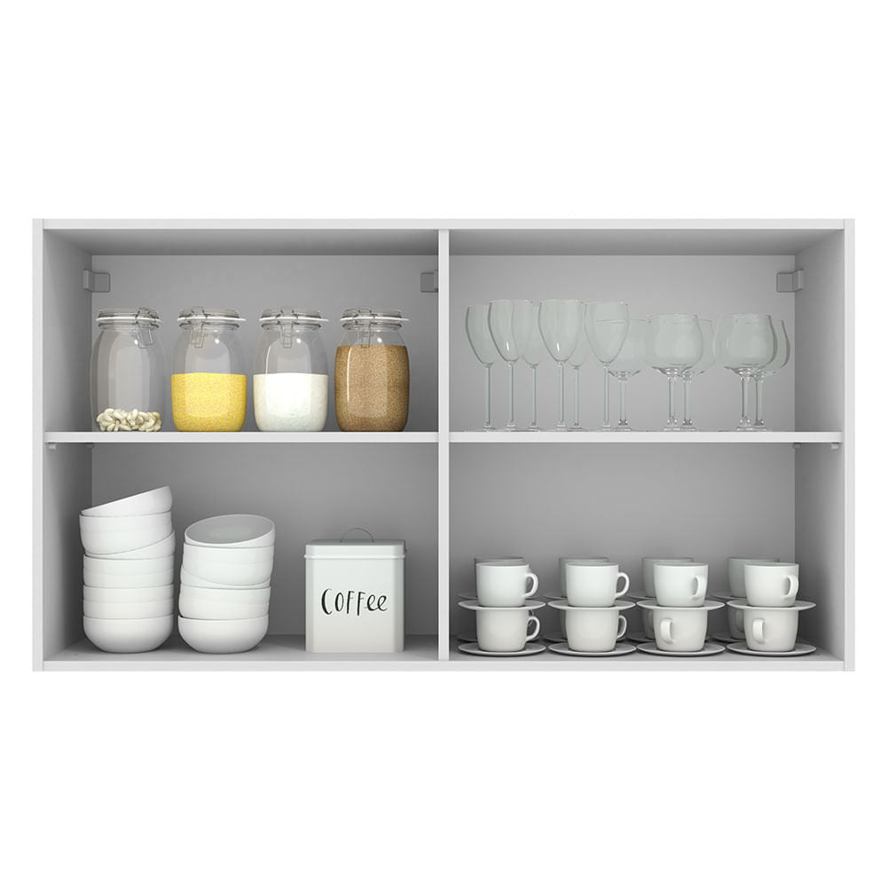 Armário Aéreo 120 cm 2 Portas Branco/Crema Agata Madesa
