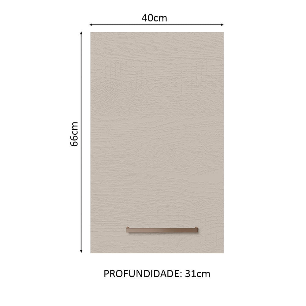 Armário Aéreo 40 cm 1 Porta Branco/Crema Agata Madesa - Branco/Crema