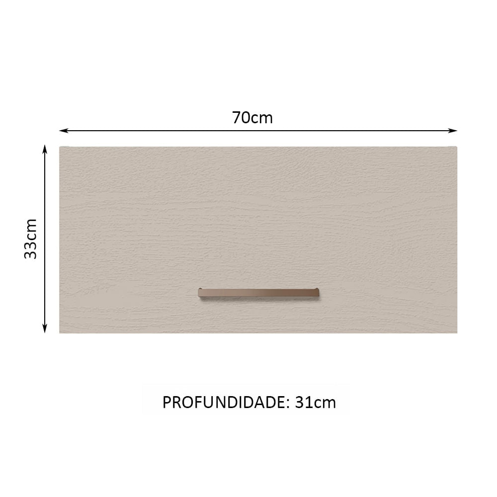 Armário Aéreo 70 cm 1 Porta Basculante Branco/Crema Agata Madesa - Branco/Crema